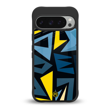 dynamic blue yellow pattern back phone cover | glass case for google pixel 9 pro
