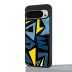 dynamic blue yellow pattern back phone cover | glass case for google pixel 9 pro