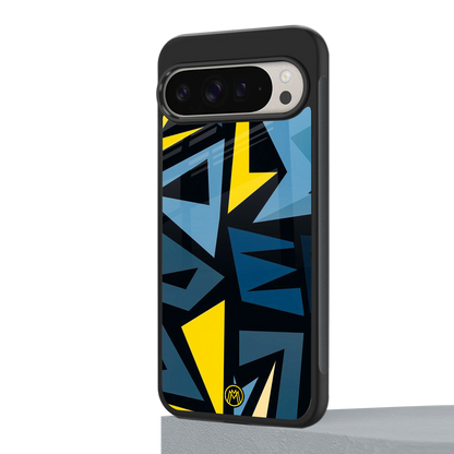 dynamic blue yellow pattern back phone cover | glass case for google pixel 9 pro