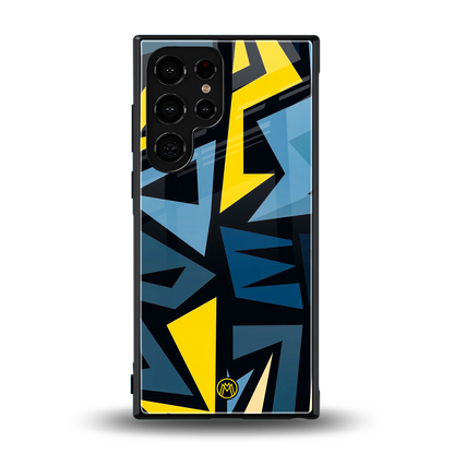 dynamic blue yellow pattern back phone cover | glass case for samsung galaxy s24 ultra