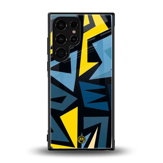 dynamic blue yellow pattern back phone cover | glass case for samsung galaxy s24 ultra