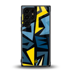 dynamic blue yellow pattern back phone cover | glass case for samsung galaxy s23 ultra