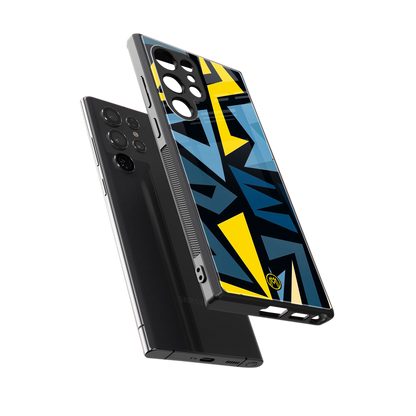 dynamic blue yellow pattern back phone cover | glass case for samsung galaxy s24 ultra