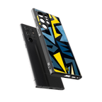dynamic blue yellow pattern back phone cover | glass case for samsung galaxy s23 ultra