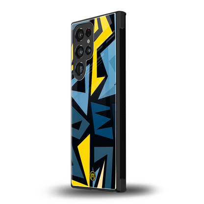 dynamic blue yellow pattern back phone cover | glass case for samsung galaxy s24 ultra
