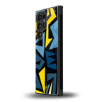 dynamic blue yellow pattern back phone cover | glass case for samsung galaxy s23 ultra