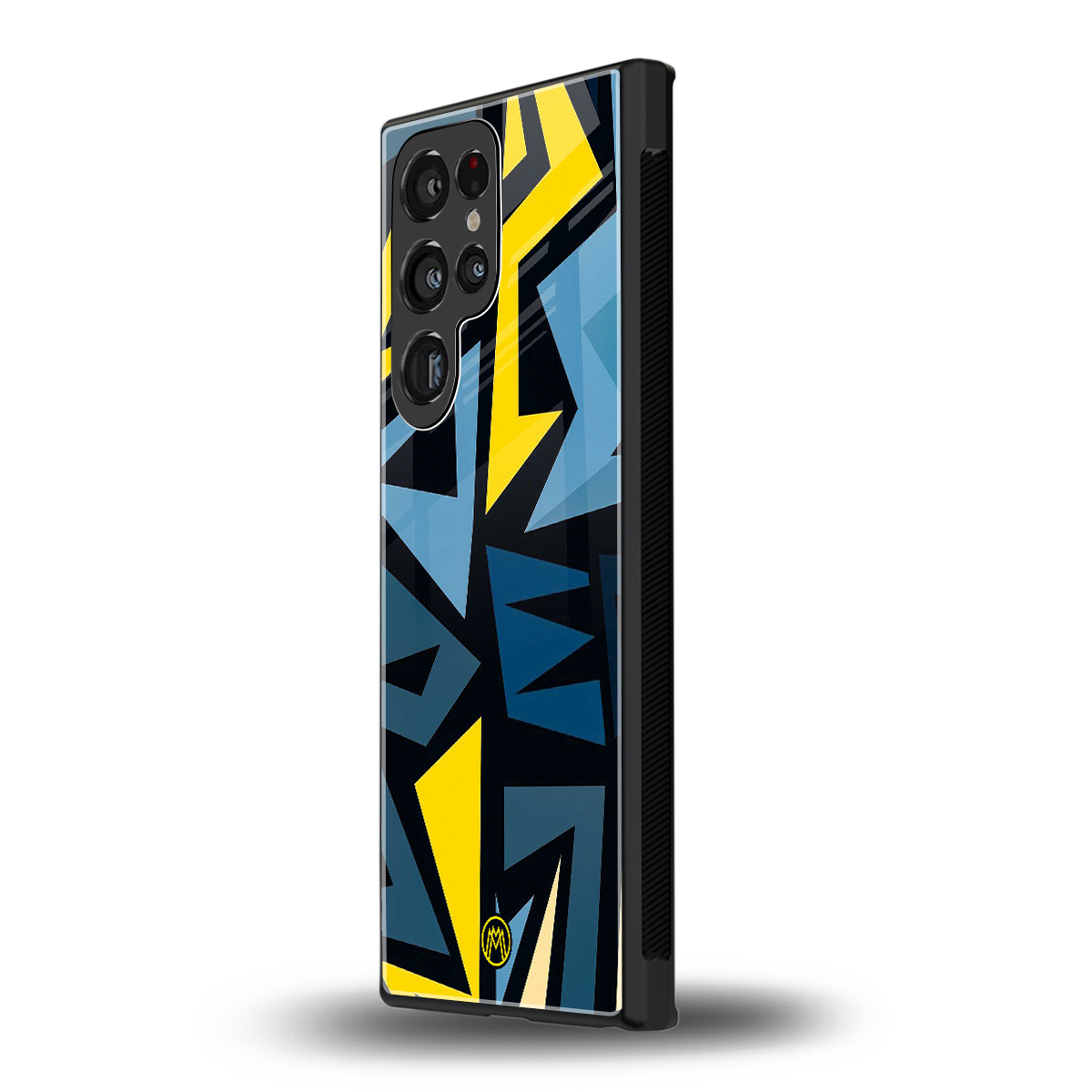 dynamic blue yellow pattern back phone cover | glass case for samsung galaxy s23 ultra