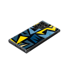 dynamic blue yellow pattern back phone cover | glass case for samsung galaxy s23 ultra