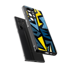 dynamic blue yellow pattern back phone cover | glass case for samsung galaxy s25 ultra