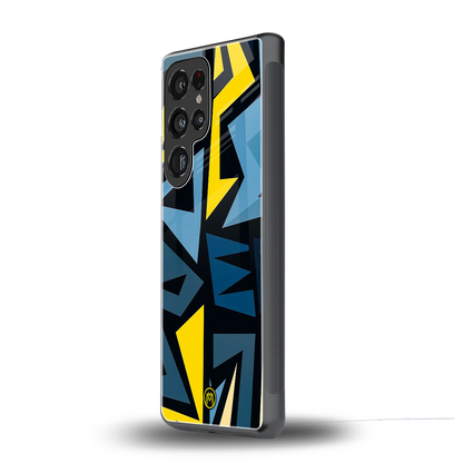 dynamic blue yellow pattern back phone cover | glass case for samsung galaxy s25 ultra