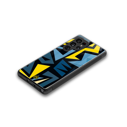 dynamic blue yellow pattern back phone cover | glass case for samsung galaxy s25 ultra
