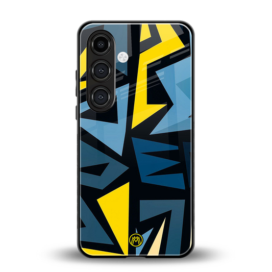 dynamic blue yellow pattern back phone cover | glass case for samsung galaxy s24 plus