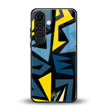 dynamic blue yellow pattern back phone cover | glass case for samsung galaxy s23 plus