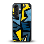 dynamic blue yellow pattern back phone cover | glass case for samsung galaxy s25 plus