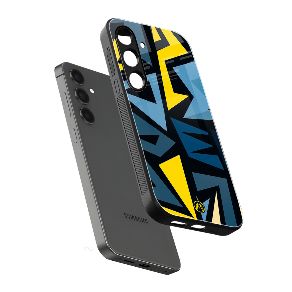dynamic blue yellow pattern back phone cover | glass case for samsung galaxy s23