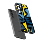 dynamic blue yellow pattern back phone cover | glass case for samsung galaxy s23