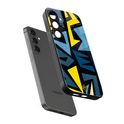 dynamic blue yellow pattern back phone cover | glass case for samsung galaxy s24 fe