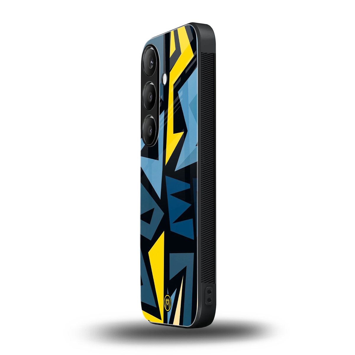 dynamic blue yellow pattern back phone cover | glass case for samsung galaxy s24 plus