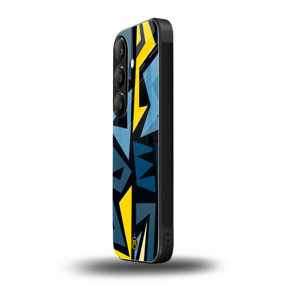dynamic blue yellow pattern back phone cover | glass case for samsung galaxy s24 plus