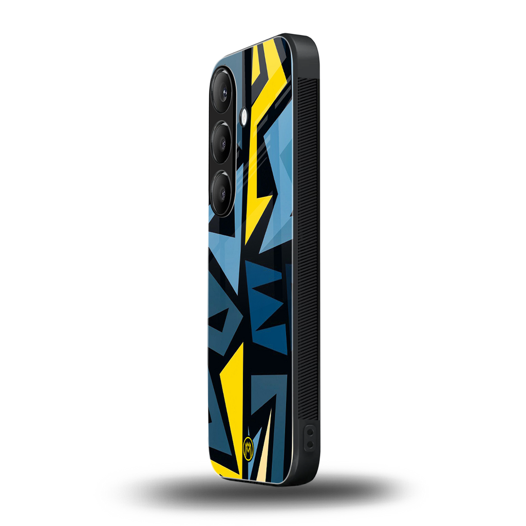 dynamic blue yellow pattern back phone cover | glass case for samsung galaxy s23