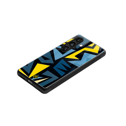 dynamic blue yellow pattern back phone cover | glass case for samsung galaxy s24 fe