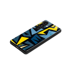 dynamic blue yellow pattern back phone cover | glass case for samsung galaxy s24 plus