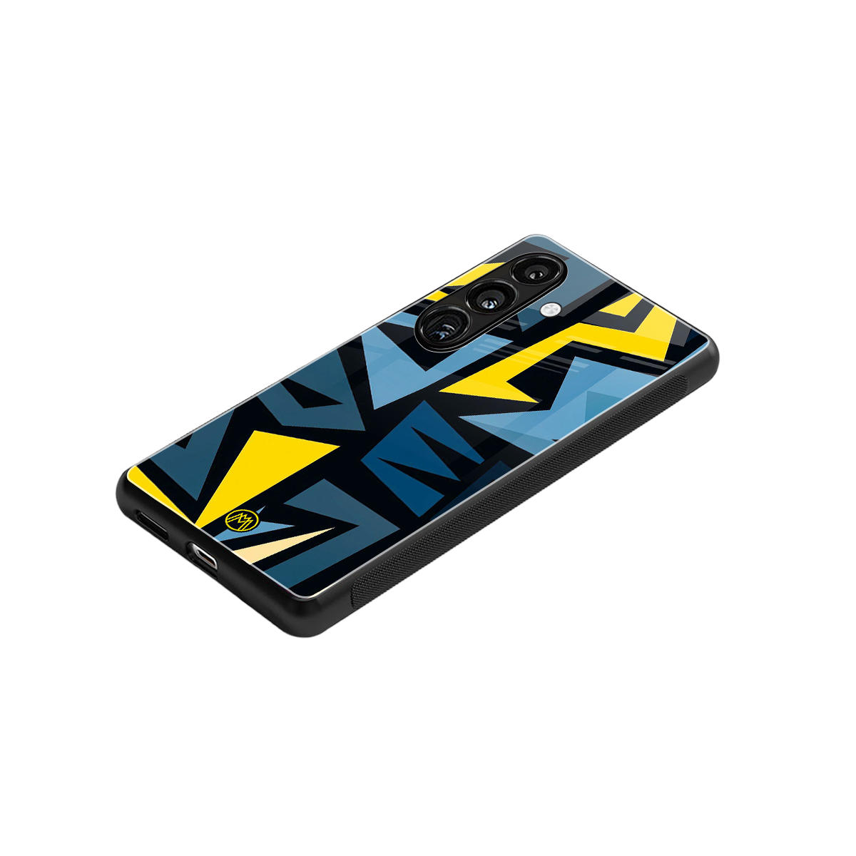 dynamic blue yellow pattern back phone cover | glass case for samsung galaxy s24 plus
