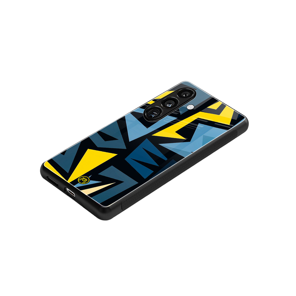 dynamic blue yellow pattern back phone cover | glass case for samsung galaxy s25