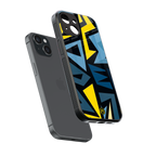 dynamic blue yellow pattern back phone cover | glass case for iphone 15