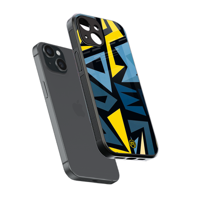dynamic blue yellow pattern back phone cover | glass case for iphone 14