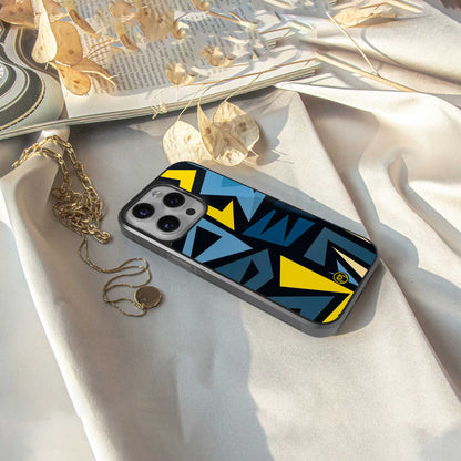 dynamic blue yellow pattern back phone cover | glass case for samsung galaxy s24 ultra