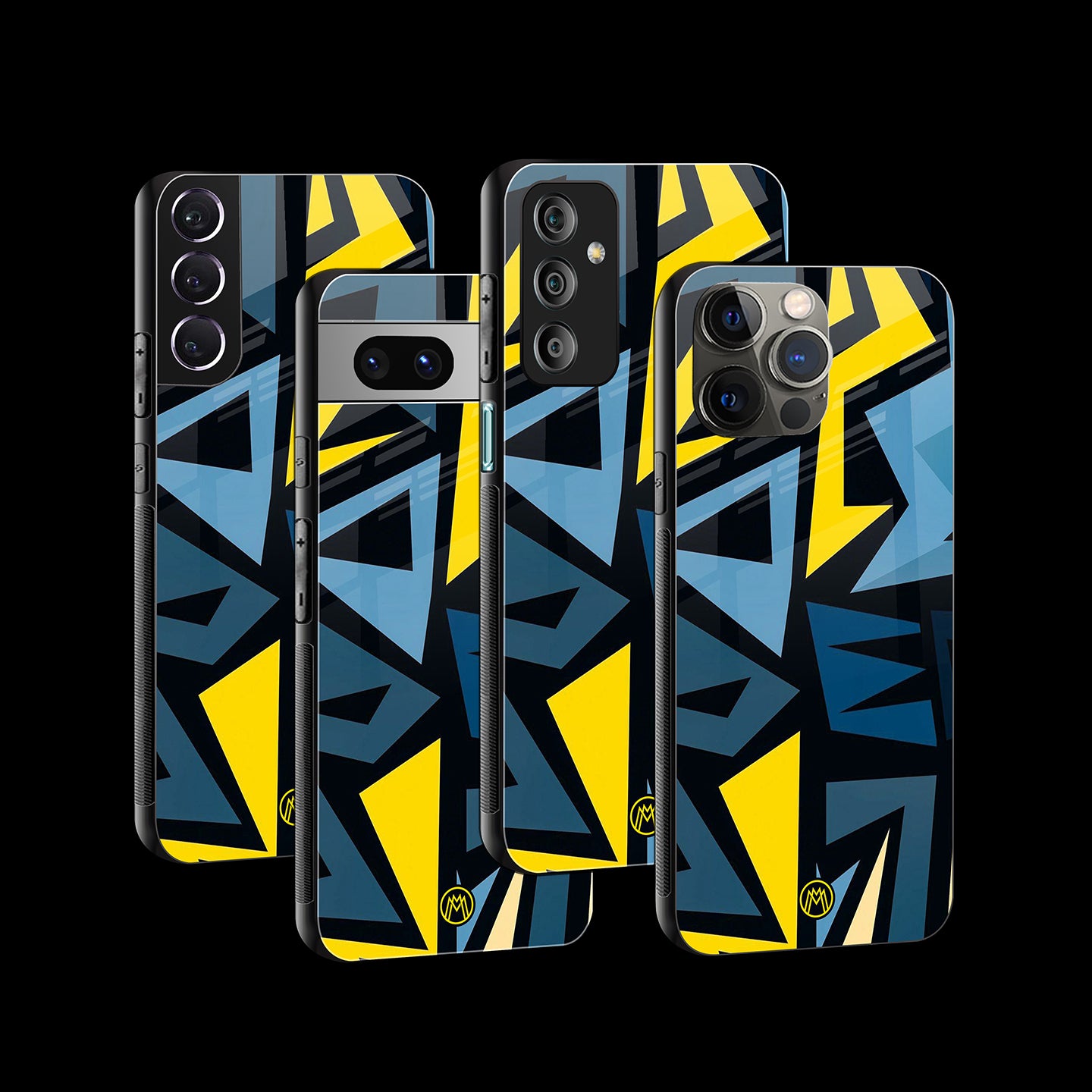 Dynamic Blue Yellow Pattern Phone Cover | Glass Case