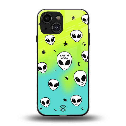 earth sucks neon edition back phone cover | glass case for iphone 13 mini