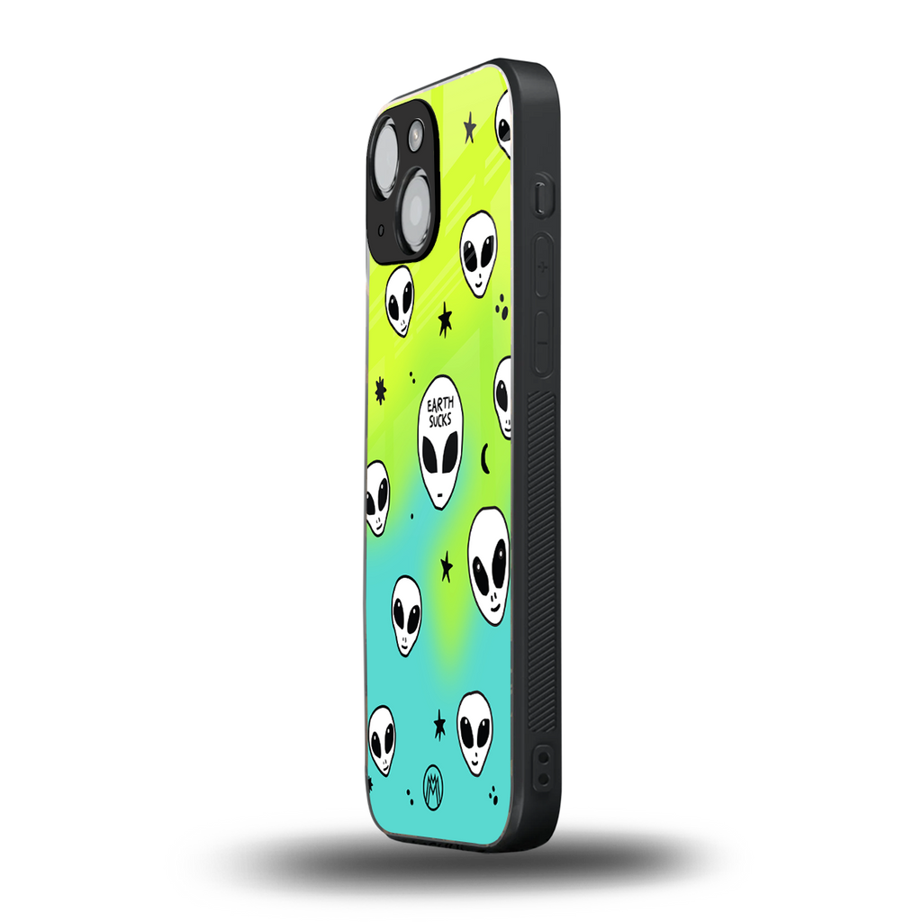 earth sucks neon edition back phone cover | glass case for iphone 13 mini