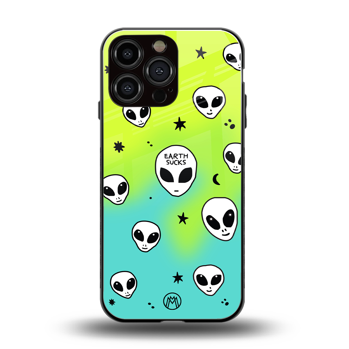 earth sucks neon edition back phone cover | glass case for iphone 13 pro max