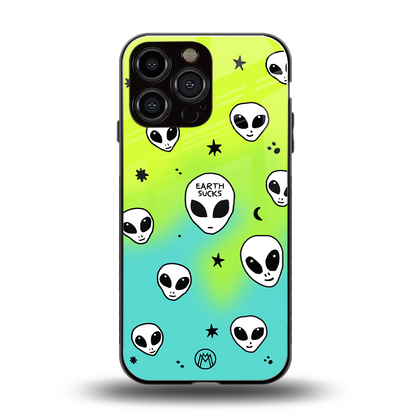 earth sucks neon edition back phone cover | glass case for iphone 13 pro max