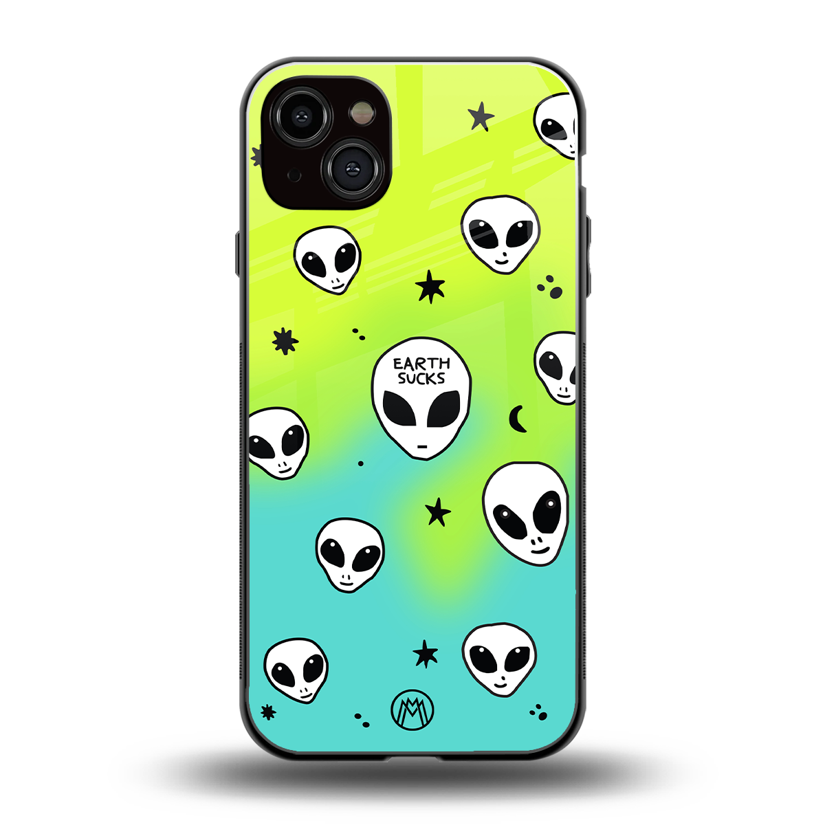 earth sucks neon edition back phone cover | glass case for iphone 15 plus