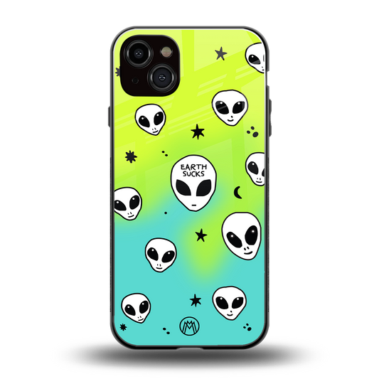 earth sucks neon edition back phone cover | glass case for iphone 14 plus
