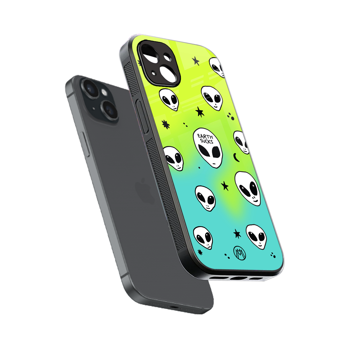 earth sucks neon edition back phone cover | glass case for iphone 14 plus