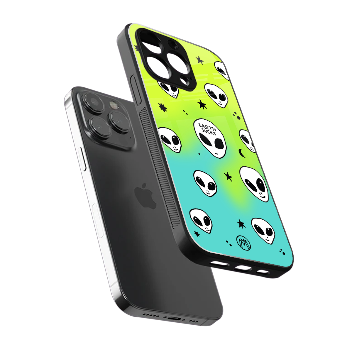 earth sucks neon edition back phone cover | glass case for iphone 15 pro max