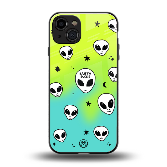 earth sucks neon edition back phone cover | glass case for iphone 15