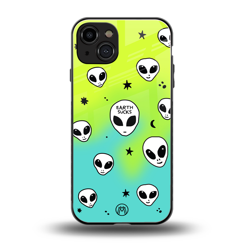 earth sucks neon edition back phone cover | glass case for iphone 14
