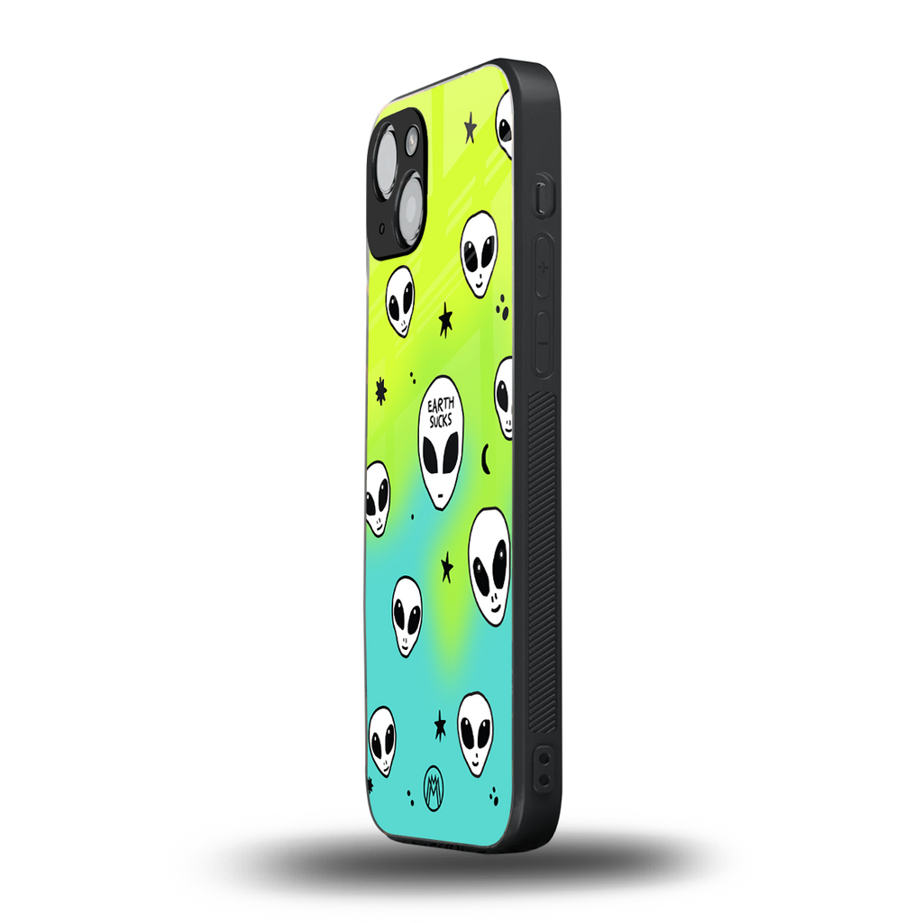 earth sucks neon edition back phone cover | glass case for iphone 14