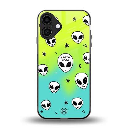 earth sucks neon edition back phone cover | glass case for iphone 16 plus