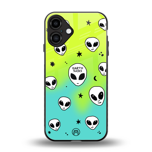 earth sucks neon edition back phone cover | glass case for iphone 16 plus