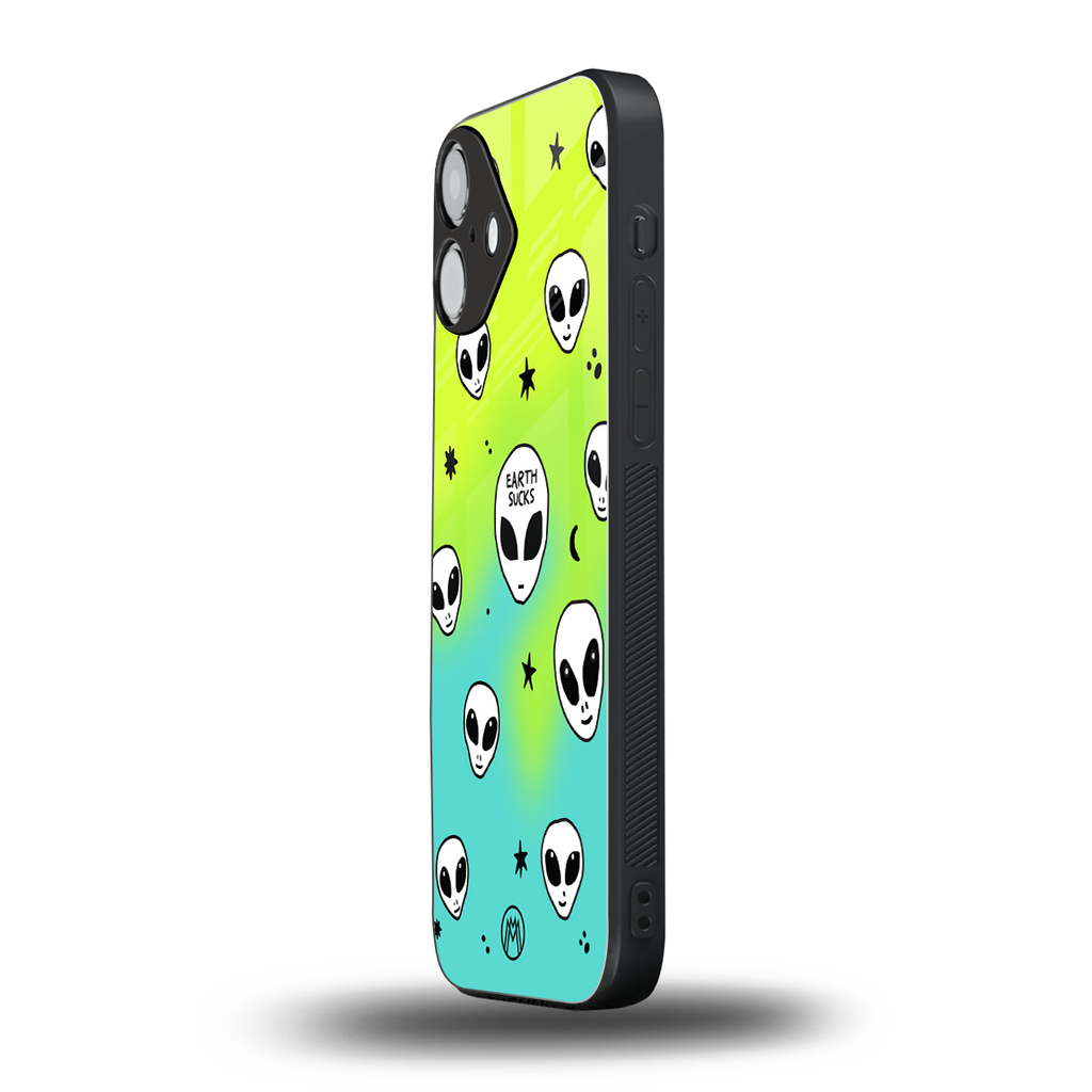 earth sucks neon edition back phone cover | glass case for iphone 16 plus