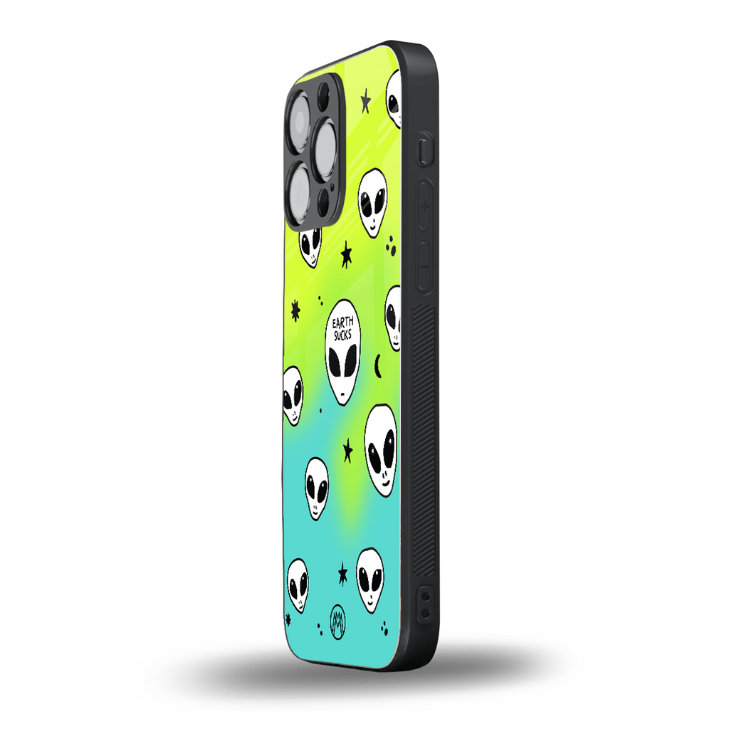 earth sucks neon edition back phone cover | glass case for iphone 16 pro max
