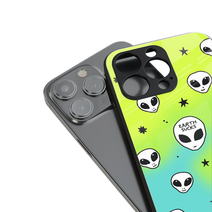earth sucks neon edition back phone cover | glass case for iphone 13 pro max