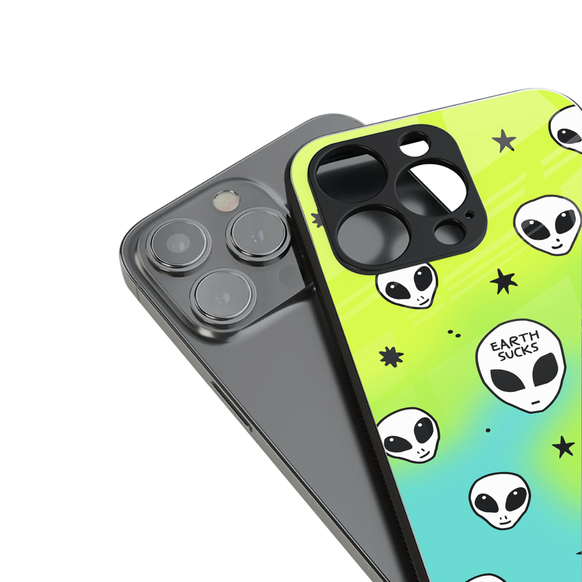 earth sucks neon edition back phone cover | glass case for iphone 14 pro