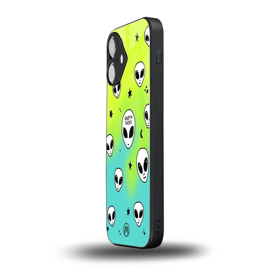 earth sucks neon edition back phone cover | glass case for iphone 16